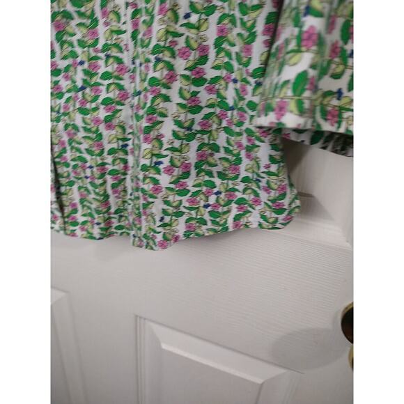Westbound Woman 6p Shirt Collared Button V Neck Green Floral 3/4 Sleeve - Picture 6 of 10
